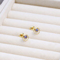 wholesale S925 Sterling Silver Simple and Versatile Circle Stud Earrings for Women, Tanzanite Earrings Hypoallergenic-0-3
