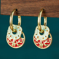 wholesale S925 sterling silver fashionable detachable national-style earrings for women, versatile ethnic-inspired hoop earrings, new Chinese-style wholesale-Earrings#Diameter 10~12MM>925 silver