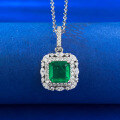 wholesale S925 Silver New Retro Pendant Simulated Emerald Cut 7*7 Versatile Women's Jewelry Live by Zhuozhifan-0-5