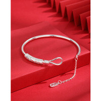 wholesale 999 Sterling Silver Auspicious Clouds Solid Bracelet for Women, Chinese Style Gift for Best Friend or Girlfriend Wishing Peace and Happiness-999 silver bracelet about 13.8g 999 silver