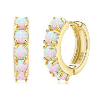 S925 Silver White Opal Earrings, Arched Design, Wholesale, Cross-border Live Sales.-V Style [Clearance Sale with Free Shipping]  925 Silver