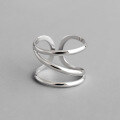 wholesale S925 Sterling Silver HJZ462 Korean Style Ring Fashionable and Individualistic CHIC Style Minimalist Three-Line Adjustable Open Ring for Women-0-1