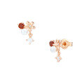 wholesale Rose Gold Plated 925 Sterling Silver Natural Pearl Floral Earrings, New Korean Trendy Girly Style Earrings-0-4