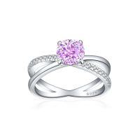wholesale 925 Sterling Silver New 12ct Flame Ice Cut Ring European & American 7*7 Color Gem High Carbon Diamond Cross Women's Ring-Fireworks G-55 Purple Diamond US size 5#