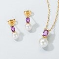 wholesale S925 Sterling Silver Fashionable Minimalist Natural Freshwater Pearl Necklace for Women with Amethyst Pendant Choker Wholesale-0-4