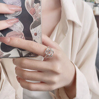 wholesale S925 Sterling Silver Korean Dongdaemun Multi-Layer Twisted Crossover Open Ring Creative Personality Index Finger Ring for Women-1318FJ/approx. 3.4g>Adjustable opening
