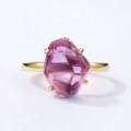 wholesale S925 Sterling Silver Gold-Plated, Japanese and Korean Minimalist Elegant Amethyst Ring, Fashionable and Popular Irregular Ring for Wholesale and Customization-0-3