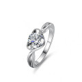 S925 Silver Ring with 1-Carat Moissanite Heart Shape, 65MM, Fine Electroplating-0-4