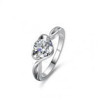 S925 Silver Ring with 1-Carat Moissanite Heart Shape, 6.5MM, Fine Electroplating-1 carat (set with moissanite)  9 yards