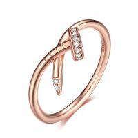 wholesale 925 Sterling Silver Rose Gold Plated Minimalist Ring for Women, High-End Cross-Border Bestseller, Cartier Style European and American Wedding Band Rings-Rose Gold US Size 5#