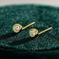 18K Gold-Plated S925 Silver Earrings with Moissanite for Women-0.5ct (set with moissanite)  925 silver