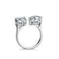 Sterling Silver Moissanite Ring Women's Luxury Set Fancy Heart Pear Shape 6 Carats-0-0