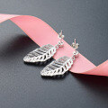 wholesale 925 Sterling Silver Feather Earrings, Small Batch Design, High-End Sense, Elegant Earrings for Women, New Leaf-Inspired Luxury Ear Accessories-0-1