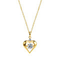 Sterling Silver Korean-style Heart Pendant Necklace with Moissanite Moving Heart Pendant-0-3