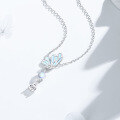 wholesale S925 Silver New Original Glow-in-the-Dark Butterfly Tassel Choker Necklace for Women, Long Layering Collarbone Chain, Xiaohongshu Same Style Accessory Wholesale-0-1