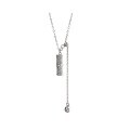 wholesale Metal material, Maker S999 Diamond-Inlaid Bamboo Knot Tassel Zircon Necklace for Women, Light Luxury Niche High-End Sense Collarbone Chain, Trendy Versatile and Personalized-0-4