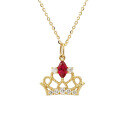 wholesale 18K Gold Artli Jewelry New British Retro High Ruby Crown Necklace, Queen Style-0-4