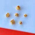 wholesale S925 silver gold-plated small spacer beads DIY bracelet necklace accessories pure silver large hole beads Fu character star weaving accessories-0-2