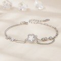 wholesale S925 Sterling Silver Maker Fashion Lucky Four-Leaf Clover Beaded Bracelet, Fresh and Elegant Style with Diamond-Inlaid Shell Flower-0-1