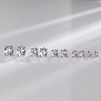 wholesale S925 Sterling Silver Fresh Sweet Ins-Style Niche Design Personality Four-Prong Single Diamond Stud Earrings M06036-S925 silver pair gold>3MM