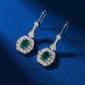 wholesale S925 Sterling Silver Ear Hook New Style Emerald Gemstone Earrings for Women Wholesale Factory-0-0