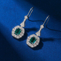 wholesale S925 Sterling Silver Ear Hook New Style Emerald Gemstone Earrings for Women Wholesale Factory-earrings