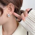 wholesale S925 Sterling Silver Laser Four-Leaf Clover Flower Minimalist Earrings, Fashionable Light Luxury Small-Chic Style Design Versatile Ear Accessories-0-3