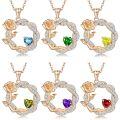 wholesale S925 Sterling Silver Cross-Border Heart Rose Flower Necklace for Women with High-End Sapphire, Emerald, and Ruby Pendant-0-4