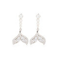 wholesale 925 Sterling Silver Rhinestone-Studded Mermaid Tail Artificial Pearl Earrings for Women, Light Luxury Small and Exquisite Stud Earrings in Instagram Style with Flash Effect-0-4