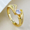 wholesale S925 Silver Edition 4mm Zircon Inlaid Gold-Plated High-End Calla Lily Series Fashion Ring for Women Wedding-0-1