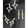 wholesale S925 Sterling Silver 985 Small and Edgy Asymmetric Star Design Two-Tone Plated Stud Earrings for Women-0-1