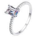 wholesale S925 Silver Women's Four-Prong Emerald Cut Moissanite Engagement Ring Moissanite Ring for Women Cross-Border Wholesale from Manufacturers-0-4