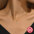 wholesale S925 Sterling Silver Creative Double-Loop Pendant Diamond Accent Necklace-0-2
