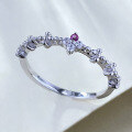 wholesale S925 Sterling Silver Pink and White Dual-Tone Zircon High-End Niche Fashion Ring for Women, Xiaohongshu-0-3