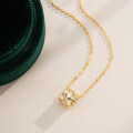 Sterling Silver Moissanite Honeycomb Mirror Pendant Necklace-0-0