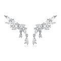 wholesale 925 Sterling Silver Leaf Earrings with Zirconia, Ins Light Luxury High-End European and American Style Earrings for Women-0-4