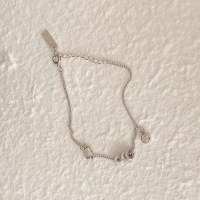 wholesale S925 Sterling Silver Minimalist Stackable Niche Design Lulu Tong Good Luck Bead Circle Zircon Bracelet Versatile Fresh-White gold chain length 16+3CM 925 silver