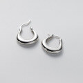 wholesale S925 Sterling Silver Minimalist U-Shaped Hoop Earrings, Sleek Finish, Small Circle Earrings, Niche Design, High-End Plain Hoop Accessories M04238-0-3