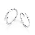 wholesale Sterling Silver Mobius Loop Couple Rings, a Niche Design Versatile Open-Ended Unisex Matching Set Luxury Band-0-4