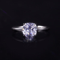 wholesale S925 Sterling Silver Simple Solitaire 2-Carat Moissanite Engagement Ring with Large Main Stone, Square Setting, Fade-Resistant-2 carat moissanite ring  US size 7 (domestic size 15)