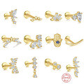 wholesale S925 Sterling Silver, 16G Flat Thread, Marquise Multi-Diamond Dragonfly Stud Earrings-0-0