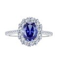 wholesale Metal material, classic European and American oval 7*9 zircon ring with synthetic sapphire, a best-selling cross-border e-commerce product-0-4