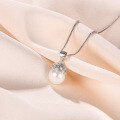 wholesale S925 Sterling Silver Korean Japanese Style Minimalist Cubic Zirconia Pearl Collarbone Necklace Women's Fashion Freshwater Pearl Pendant-0-5