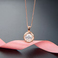wholesale S925 Sterling Silver Rose Gold Plated Fashion Minimalist Geometric Circle Zircon Pendant Necklace for Women-0-1