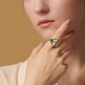 wholesale S925 Sterling Silver European and American New Geometric Irregular Moss Agate Ring, Personalized and Trendy, for Wholesale-0-1