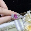 Gold-Plated Sterling Silver Light Luxury Retro 8*10mm Lab-Grown Oval Gemstone Ring-0-8