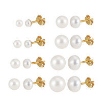 wholesale S925 Sterling Silver Cloud-Pull Earrings with 3-6mm Freshwater Pearls, Simple Design, Korean Style Factory Direct-14K gold, 2.5-3mm 925 silver