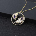 wholesale S925 Silver Designer High-End Gold Plated Pendant Feather Unique Design Natural Amethyst Necklace Pendant-0-1