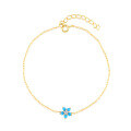 wholesale S925 Sterling Silver Flower Turquoise Bracelet Fashion Simple Korean Style Sweet and Fresh Stackable Versatile Bracelet-0-0