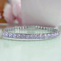 wholesale S925 Silver New Princess-Cut Green Diamond Luxuriously Set Retro Elegant High-End Bracelet by Zhuozhifan Jewelry-White diamond 18cm&gt;925 silver